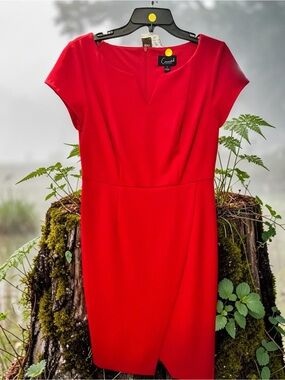 connected apparel Red Midi Sheath Dress